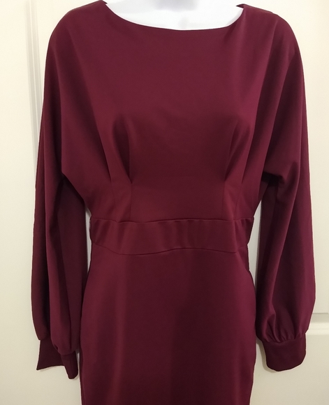 NEW Burgundy Solid Career & Sexy Form Fitting Bodycon Dress Lady's M - Picture 7 of 11